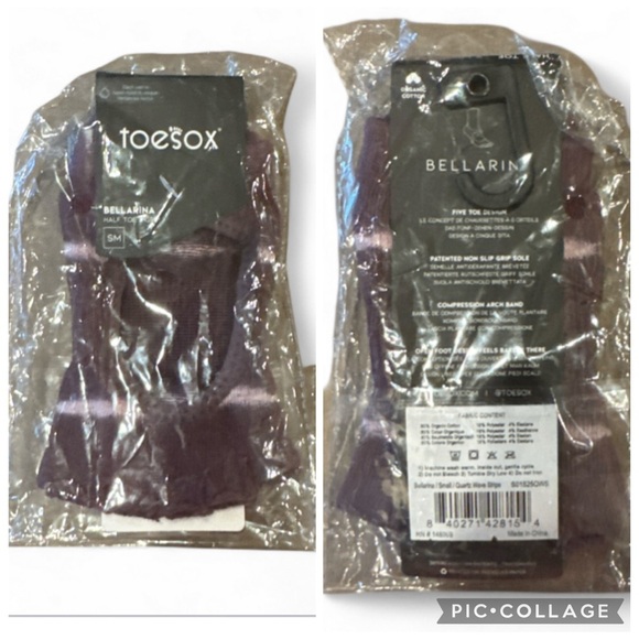 ToeSox Ballerina Half Toe Grip Socks in Quartz Wave Stipe Size Small NWT - Picture 8 of 9